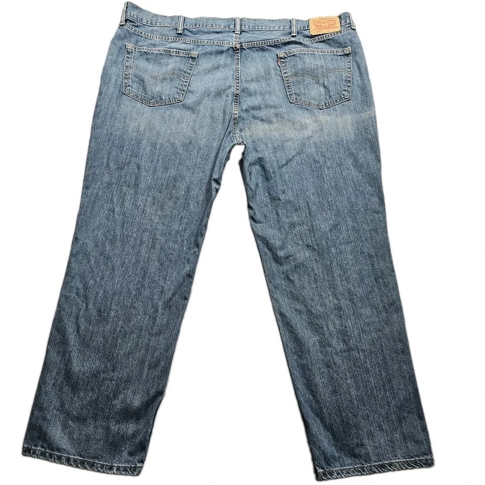 Levis 559 Relaxed Straight Jeans Mens 50x31 Blue Medium Wash Trucker Damaged